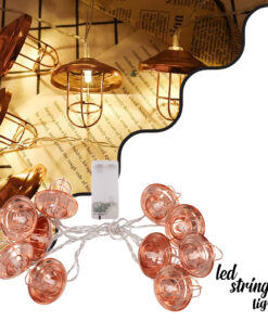 GloboStar® 79807 Διακοσμητική Γιρλάντα Bronze Lamp 2 Μέτρα με Διακόπτη On/Off - 10 LED 1W με Μπαταρίες 2xAA & Διάφανο Καλώδιο IP20 Θερμό Λευκό 2700K Μ2m