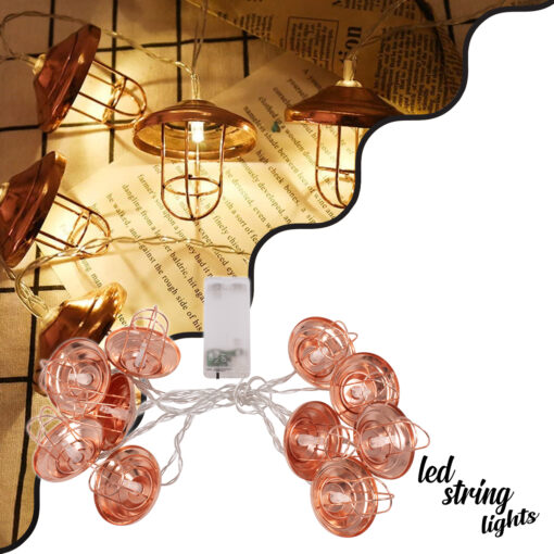 GloboStar® 79807 Διακοσμητική Γιρλάντα Bronze Lamp 2 Μέτρα με Διακόπτη On/Off - 10 LED 1W με Μπαταρίες 2xAA & Διάφανο Καλώδιο IP20 Θερμό Λευκό 2700K Μ2m