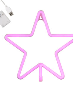 GloboStar® GloboStar® 78586 Φωτιστικό Ταμπέλα Φωτεινή Επιγραφή NEON LED Σήμανσης STAR 5W με Καλώδιο Τροφοδοσίας USB - Μπαταρίας 3xAAA (Δεν Περιλαμβάνονται) - Ροζ
