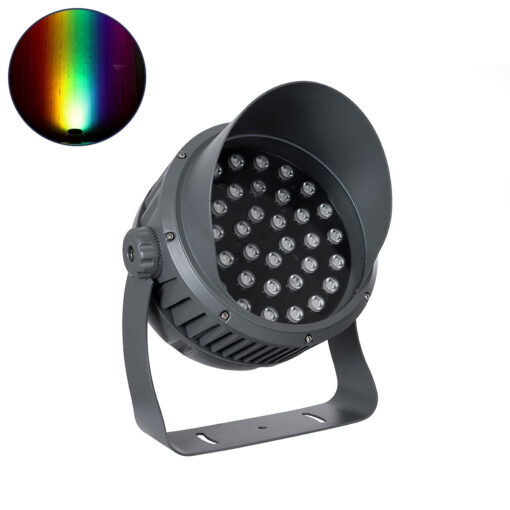 GloboStar® GLOBOSTAR® FLOOD-DIMO 90748 Προβολέας Σποτ Wall Washer με Αντιθαμβωτική Γρίλια LED 100W 8500lm 10° DC 24V Αδιάβροχο IP67 RGBW DMX512 Dimmable - Γκρι Ανθρακί - Μ34 x Π36 x Υ44cm - 3 Χρόνια Εγγύηση