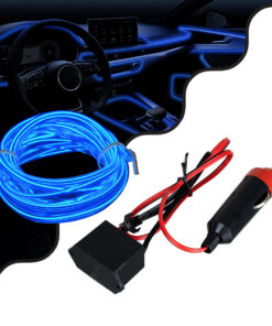 GloboStar® GloboStar® 82205 TUBE 360° Degree Διακοσμητική EL-Wire Neon Αυτοκινήτου Κορδόνι ΣΕΤ 3m 1W/3m 30lm/m 360° DC 12V με Βύσμα Αναπτήρα Αυτοκινήτου Αδιάβροχη IP68 Μπλε