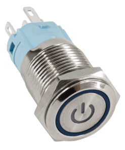 Alternative view of GloboStar® 70778 LED Φωτιζόμενος Διακόπτης Χωνευτός - Μπουτόν PUSH On Ανοξείδωτος AC 220-240V Αδιάβροχο IP67 Φ18mm με Angel Eye Μπλε