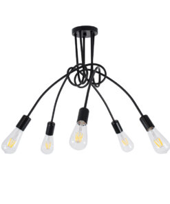 GloboStar® GloboStar® PAULELI 01127 Μοντέρνο Φωτιστικό Οροφής Πλέγμα Πολύφωτο 5 x E27 IP20 Μαύρο Μέταλλο - Μ76 x Π76 x Υ45cm