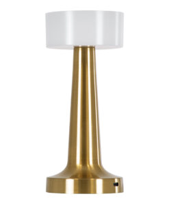 GloboStar® GloboStar® NANNA 76475 Επαναφορτιζόμενο Επιτραπέζιο Φωτιστικό Πορτατίφ LED 1.5W 105lm 120° DC 5V IP44 CCT Ultra Θερμό 1500K - Φυσικό Λευκό 4500K - Ψυχρό Λευκό 6000K Dimmable Χρυσό & Λευκό Πλαστικό - Μ9 x Π9 x Υ21cm - 2 Χρόνια Εγγύηση