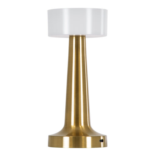 GloboStar® GloboStar® NANNA 76475 Επαναφορτιζόμενο Επιτραπέζιο Φωτιστικό Πορτατίφ LED 1.5W 105lm 120° DC 5V IP44 CCT Ultra Θερμό 1500K - Φυσικό Λευκό 4500K - Ψυχρό Λευκό 6000K Dimmable Χρυσό & Λευκό Πλαστικό - Μ9 x Π9 x Υ21cm - 2 Χρόνια Εγγύηση