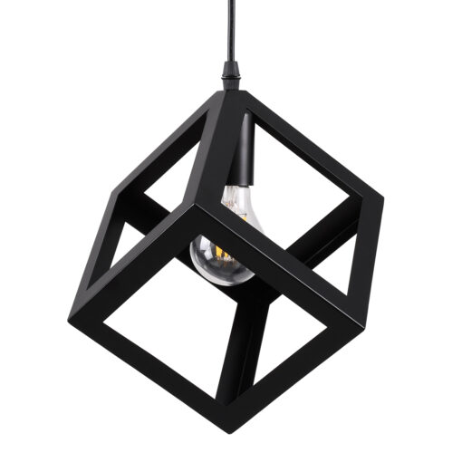GloboStar® GLOBOSTAR® CUBE 00801 Μοντέρνο Κρεμαστό Φωτιστικό Οροφής με Ντουί 1 x E27 AC 220-240V IP20 - Μαύρο - Μ25 x Π25 x Υ25cm