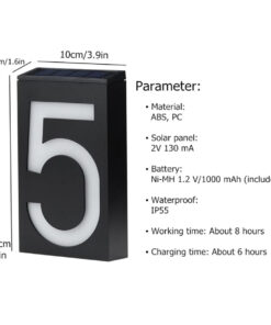 GloboStar® 71519 Αυτόνομο Ηλιακό Φωτιστικό LED SMD 1W 100lm με Ενσωματωμένη Μπαταρία 1000mAh - Φωτοβολταϊκό Πάνελ με Αισθητήρα Ημέρας-Νύχτας για Αρίθμηση Δρόμου με Αριθμό 9 Αδιάβροχο IP55 Ψυχρό Λευκό 6000K 25 e65658 71510 12