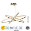 GloboStar® GLOBOSTAR® DIAMOND TRIO 61141-DECO Μοντέρνο Κρεμαστό Φωτιστικό Οροφής LED 150W 18379lm 360° AC 220-240V IP20 Ρυθμιζόμενο Λευκό CCT με Χειριστήριο από 2700K έως 6000K Dimmable - Lumileds SMD Chip - Χρυσό Βούρτσας - Μ60 x Π80 x Υ100cm - 3 Χρόνια Εγγύηση