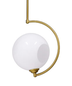 GloboStar® GloboStar® ISLA 00898 Μοντέρνο Φωτιστικό Οροφής Μπάλα Μονόφωτο 1 x E27 IP20 Χρυσό Μέταλλο με Λευκό Γυαλί - Μ20 x Π20 x Υ33cm