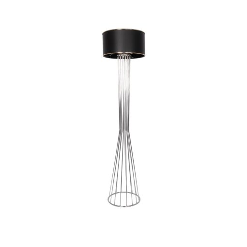 GloboStar® GloboStar® NOVA 201-0039 Μοντέρνο Επιδαπέδιο Φωτιστικό 1 x E27 IP20 Ασημί Μεταλλό με Μαύρο Ύφασμα - Μ36 x Π36 x Υ148cm