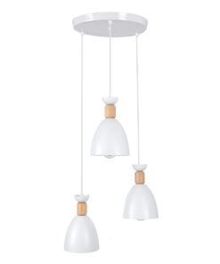 GloboStar® GLOBOSTAR® AVA 61573 Μοντέρνο Κρεμαστό Φωτιστικό Οροφής με Ντουί 3 x E27 AC 220-240V IP20 - Λευκό & Μπεζ - Μ35 x Π35 x Υ130cm