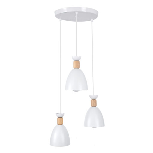GloboStar® GLOBOSTAR® AVA 61573 Μοντέρνο Κρεμαστό Φωτιστικό Οροφής με Ντουί 3 x E27 AC 220-240V IP20 - Λευκό & Μπεζ - Μ35 x Π35 x Υ130cm
