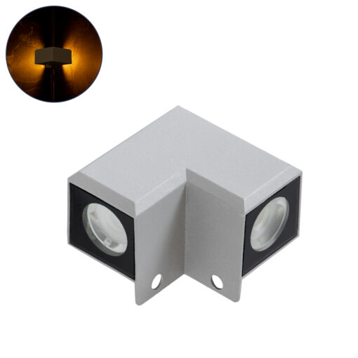 GloboStar® GloboStar® WALLLIGHT-DONA 90258 Φωτιστικό Γωνίας Τοίχου - Απλίκα LED 10W 850lm 10° AC 220-240V Αδιάβροχο IP66 Μ8.2 x Π8.2 x Υ6cm Αρχιτεκτονικό Πορτοκαλί 2200K - Γκρι - 3 Years Warranty
