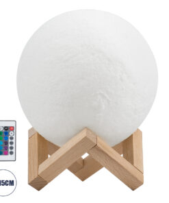 GloboStar® GloboStar® MOON 79619 Επιτραπέζιο Φωτιστικό Πορτατίφ LED 4W 240lm 360° DC 5V IP20 RGBW Dimmable Λευκό Πλαστικό με Μπεζ Ξύλο - Μ15 x Π15 x Υ19cm - 2 Xρόνια Εγγύηση