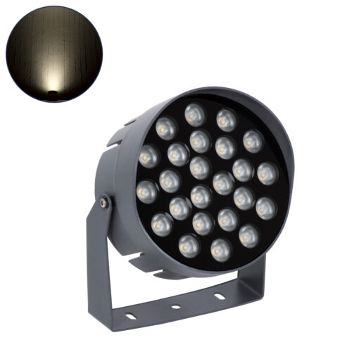 GloboStar® GLOBOSTAR® FLOOD-NIGMA 90379 Προβολέας Σποτ Wall Washer με Αντιθαμβωτική Γρίλια LED 24W 2280lm 30° DC 24V Αδιάβροχο IP65 Φυσικό Λευκό 4500K Dimmable - Γκρι Ανθρακί - Μ15 x Π15 x Υ9.1cm - 3 Χρόνια Εγγύηση
