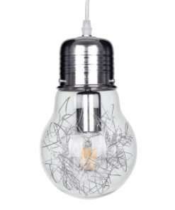 GloboStar® GLOBOSTAR® LAMP 01676 Μοντέρνο Κρεμαστό Φωτιστικό Οροφής με Ντουί 1 x E27 AC 220-240V IP20 - Ασημί & Διάφανο - Μ15 x Π15 x Υ27cm