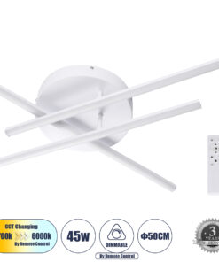 GloboStar® GLOBOSTAR® DRACO 61094 Μοντέρνο Φωτιστικό Οροφής LED 45W 5535lm 120° AC 220-240V IP20 Ρυθμιζόμενο Λευκό CCT με Χειριστήριο από 2700K έως 6000K Dimmable - Lumileds SMD Chip - Λευκό Ματ - Μ50 x Π50 x Υ11cm - 3 Χρόνια Εγγύηση