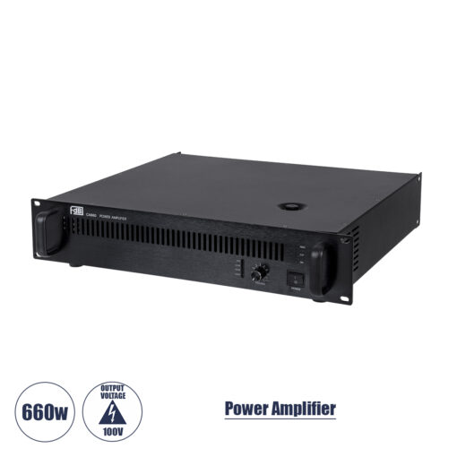 GloboStar® GloboStar® FDB CA660 98015 Power Amplifier - Επαγγελματικός Ενισχυτής Ηχείων Εγκαταστάσεων 100V - Frequency Response 60Hz-20Khz - AC 220V/50-60Hz - 660W/4Ω - IP20 - Μαύρο - Μ48.5 x Π32 x Υ9cm