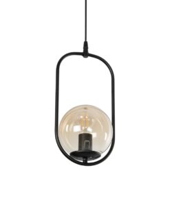 GloboStar® GLOBOSTAR® ZENITH 201-0093 Vintage Κρεμαστό Φωτιστικό Οροφής με Ντουί 1 x E27 AC 220-240V IP20 - Μαύρο & Μελί - Μ18 x Π15 x Υ38cm