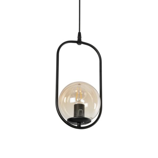 GloboStar® GLOBOSTAR® ZENITH 201-0093 Vintage Κρεμαστό Φωτιστικό Οροφής με Ντουί 1 x E27 AC 220-240V IP20 - Μαύρο & Μελί - Μ18 x Π15 x Υ38cm