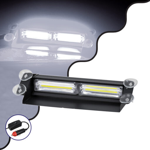 GloboStar® GloboStar® 85116 PRO Series Μπάρα Σήμανσης με Βεντούζες για Παρμπρίζ Οχήματος Ασθενοφόρου για Αυτοκίνητα & Φορτηγά 13 Προγραμμάτων Φωτισμού LED CREE CXB COB 18W DC 10-30V IP20 Ψυχρό Λευκό 6000K