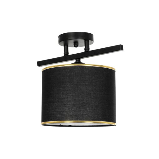 GloboStar® GloboStar® GLOWEN 201-0087 Vintage Φωτιστικό Οροφής Ράγα Μονόφωτο 1 x E27 IP20 Μαύρο Μέταλλο με Καφέ Υφάσμα - Μ30 x Π20 x Υ20cm