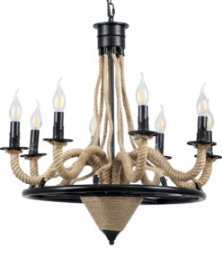 GloboStar® GLOBOSTAR® PENNSYLVANIA 00542 Vintage Κρεμαστό Φωτιστικό Οροφής με Ντουί 8 x E14 AC 220-240V IP20 - Μαύρο & Μπεζ - Μ64 x Π64 x Υ63cm