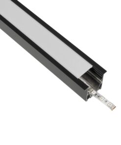 GloboStar® GLOBOSTAR® ALP-LINEAR RECESSA 61786-3M Χωνευτό Προφίλ Αλουμινίου με Λευκό Γαλακτερό Πατητό Κάλυμμα για Ταινίες LED IP20 - Μαύρο Ματ - Μ300 x Π3.5 x Υ4cm