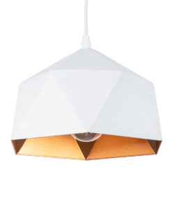 GloboStar® GLOBOSTAR® HEXAGON 01377 Μοντέρνο Κρεμαστό Φωτιστικό Οροφής με Ντουί 1 x E27 AC 220-240V IP20 - Λευκό & Χρυσό - Μ21.5 x Π21.5 x Y15cm