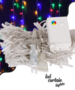 GloboStar® 85802 Διακοσμητική Κουρτίνα 3 x 2 Μέτρα με Controller 8 Προγραμμάτων Φωτισμού - Επεκτεινόμενη 240 LED 6W AC 230V με Διάφανο Καλώδιο & EU Πρίζα IP20 Πολύχρωμο RGB Μ3 x Υ2m