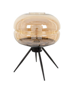 GloboStar® GloboStar® JAVAN 00737 Μοντέρνο Επιτραπέζιο Φωτιστικό Πορτατίφ Μονόφωτο 1 x E27 IP20 Μελί Γυαλί με Μαύρο Μέταλλο - Μ30 x Π30 x Y19cm