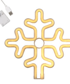 GloboStar® GloboStar® 78582 Φωτιστικό Ταμπέλα Φωτεινή Επιγραφή NEON LED Σήμανσης SNOWFLAKE 5W με Καλώδιο Τροφοδοσίας USB - Μπαταρίας 3xAAA (Δεν Περιλαμβάνονται) - Θερμό Λευκό 2700K
