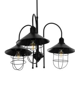 GloboStar® GLOBOSTAR® BLAZEO 201-0079 Vintage Κρεμαστό Φωτιστικό Οροφής με Ντουί 3 x E27 AC 220-240V IP20 - Μαύρο - Μ42 x Π42 x Υ66cm