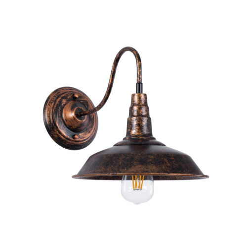 GloboStar® GLOBOSTAR® RAY 01067 Vintage Φωτιστικό Τοίχου - Απλίκα με Ντουί 1 x E27 AC 220-240V IP20 - Χάλκινο Εφέ Σκουριάς - Μ26 x Π37 x Υ32cm