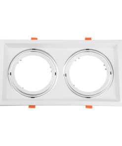 GloboStar® GloboStar® VITA 77854 Χωνευτό Κινούμενο Διπλό Τετράγωνο Σποτ Οροφής για Λάμπα AR111 - IP20 - Χυτό Αλουμίνιο - M33.5 x Π17.5 x Y5.5cm - Λευκό - 5 Χρόνια Εγγύηση