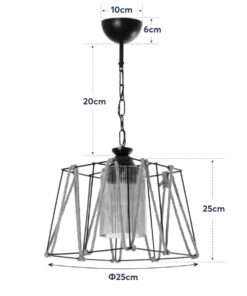 GLOBOSTAR® GATSBY 203-0007 Vintage Κρεμαστό Φωτιστικό Οροφής με Ντουί 1 x E27 AC 220-240V IP20 - Μαύρο, Μπεζ & Μελί - Μ25 x Π25 x Υ25cm 20 ee06ca 203 0007 11