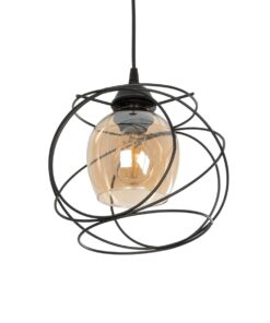 GloboStar® GLOBOSTAR® GLINDER 201-0068 Vintage Κρεμαστό Φωτιστικό Οροφής με Ντουί 1 x E27 AC 220-240V IP20 - Μαύρο & Μελί - Μ25 x Π18 x Υ24cm