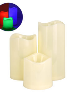 GloboStar® GloboStar® 79553 ΣΕΤ 3 Διακοσμητικών Realistic Κεριών με LED - Μπαταρίας & Ασύρματο Χειριστήριο IR Πολύχρωμα RGB Dimmable
