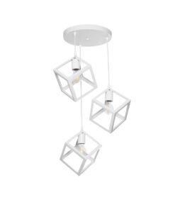 GloboStar® GLOBOSTAR® DISE 201-0054 Μοντέρνο Κρεμαστό Φωτιστικό Οροφής με Ντουί 3 x E27 AC 220-240V IP20 - Λευκό - Μ48 x Π48 x Υ65cm