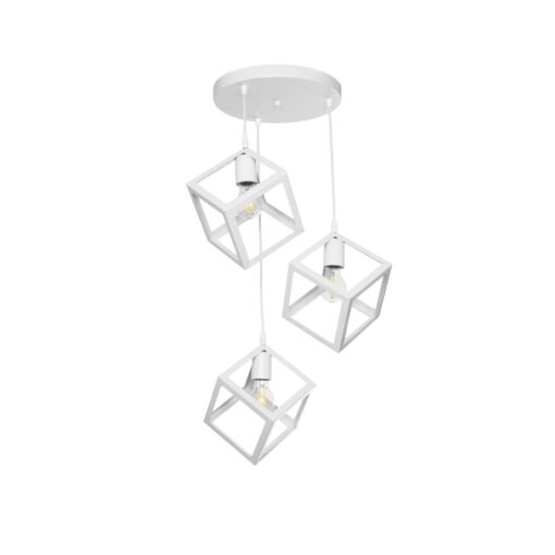 GloboStar® GLOBOSTAR® DISE 201-0054 Μοντέρνο Κρεμαστό Φωτιστικό Οροφής με Ντουί 3 x E27 AC 220-240V IP20 - Λευκό - Μ48 x Π48 x Υ65cm