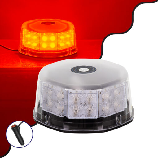 GloboStar® GloboStar® 85162 PRO Series Φάρος Σήμανσης Οχήματος Πυροσβεστικής για Αυτοκίνητα & Φορτηγά 6 Προγραμμάτων Φωτισμού STROBE LED 40W DC 10-30V Αδιάβροχος IP65 Κόκκινο