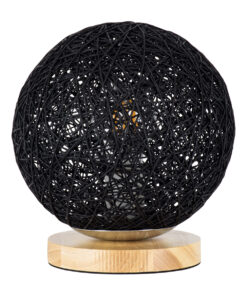 GloboStar® GloboStar® OCEANA 01338 Μοντέρνο Επιτραπέζιο Φωτιστικό Πορτατίφ Μονόφωτο 1 x E27 IP20 Μαύρο Ρατάν με Μπεζ Ξύλο - M20 x Π20 x Υ22cm