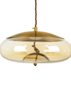 GloboStar® GLOBOSTAR® ΑΧΤΟΝ 00750 Μοντέρνο Κρεμαστό Φωτιστικό Οροφής LED 7W 500lm 180° AC 220-240V IP20 Θερμό Λευκό 2700K - Sanan SMD Chip - Μελί & Χρυσό - Μ30 x Π30 x Υ15cm - 2 Χρόνια Εγγύηση