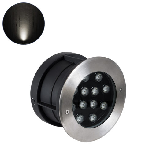 GloboStar® GloboStar® UNDERWATER-JULIA 90569 Υποβρύχιο Χωνευτό Φωτιστικό Σποτ Ειδικό για Σιντριβάνια LED 12W 1140lm 15° DC 24V Αδιάβροχο IP68 Φ18 x Υ11.2cm Φυσικό Λευκό 4500K - Ανοξείδωτο Ατσάλι - 3 Χρόνια Εγγύηση