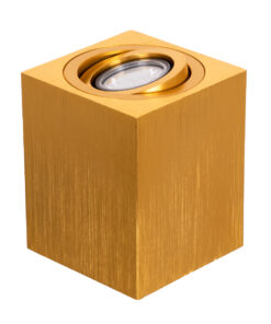 GloboStar® GloboStar® AKIRA 60624 Επιφανειακό Κινούμενο Τετράγωνο Φωτιστικό Σποτ Αλουμινίου με Ντουί GU10 AC 220-240V IP44 Μ8 x Π8 x Υ10cm - Χρυσό Βούρτσας