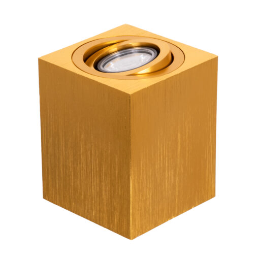 GloboStar® GloboStar® AKIRA 60624 Επιφανειακό Κινούμενο Τετράγωνο Φωτιστικό Σποτ Αλουμινίου με Ντουί GU10 AC 220-240V IP44 Μ8 x Π8 x Υ10cm - Χρυσό Βούρτσας