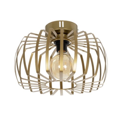 GloboStar® GloboStar® STAR 202-0053 Μοντέρνο Φωτιστικό Οροφής Πλέγμα Μονόφωτο 1 x E27 IP20 Χρυσό Μέταλλο - Μ40 x Π40 x Υ27cm