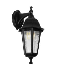 GloboStar® GloboStar® VITRO 203-0191 Vintage Επιτοίχιο Φωτιστικό Φαναράκι Μονόφωτο 1 x E27 IP44 Μαύρο Πλαστικό - Μ17 x Π20 x Υ36cm