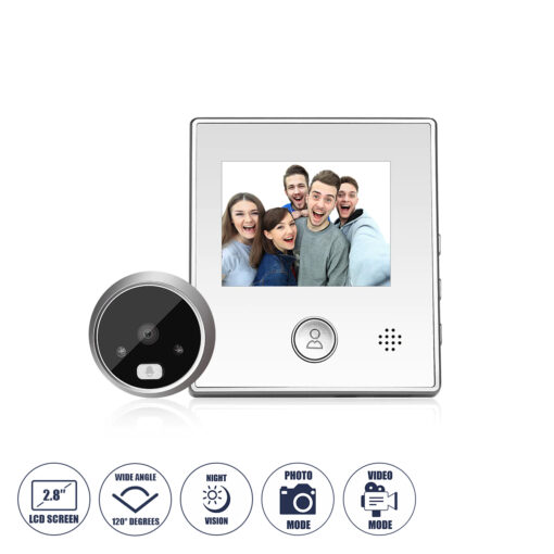 GloboStar® GloboStar® 86062 Ψηφιακή Έξυπνη Camera Εξώπορτας 120° Μοιρών με Έγχρωμη Οθόνη 2.8" Inches - Νυχτερινή Όραση με LED IR - Κουδούνι - Λειτουργεί με 4 Μπαταρίες AAA