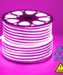 GloboStar® GloboStar® 70567 OVALE 120° Degree Neon Flex Epistar LED SMD 2835 1m 12W/m 120LED/m 840lm/m 120° DC 24V Αδιάβροχη IP68 Ροζ Dimmable